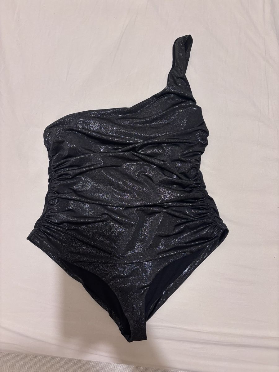 Costumi da bagno & Bikini: Costume intero elegante monospalla nero cangiante argento – Nuovo (secondo la descrizione) da Zürich venduto da mat_58mf