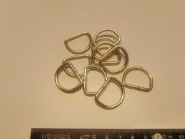 10x D-Ringe Stahl 25x18x3.4 mm gold vermessingt