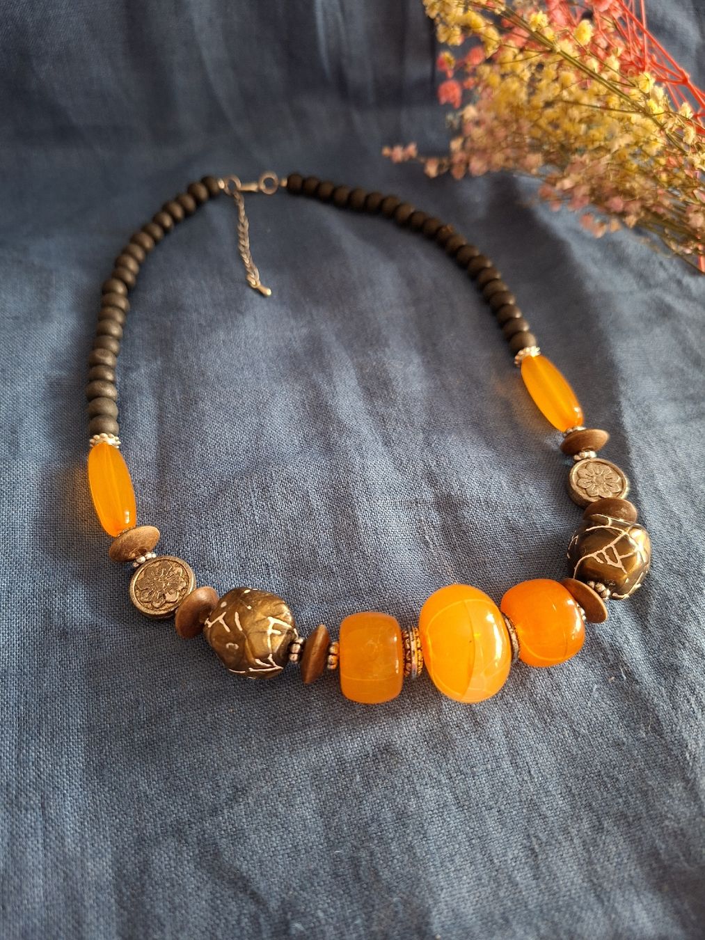 Ketten: Collier Statement Bohème – Perles Effet Agate & Bois – Neu (gemäss Beschreibung) aus Lutry von Sim_Sta 4