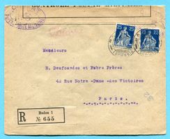 Zensurbrief von Baden nach Paris 1918 - Abs: Creditanstalt