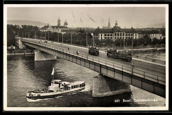 Cartoline postali: Basel, Dreirosenbrücke mit Strassenbahn – Usato da Berlin venduto da bartko-reher