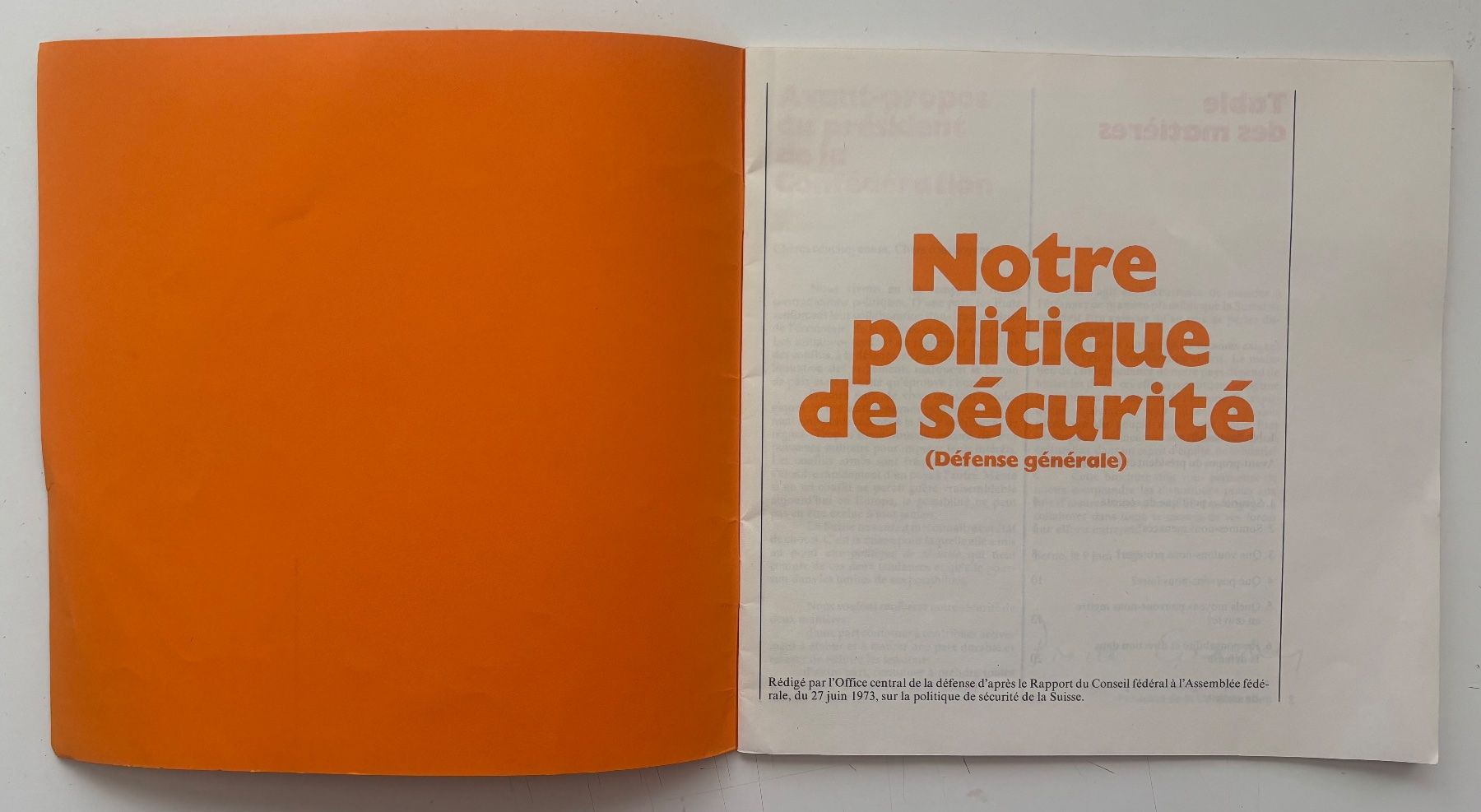Armée suisse Documents: Brochure "Notre politique de sécurité" 1973 – D'occasion à Neuchâtel par gefdeneuch 2