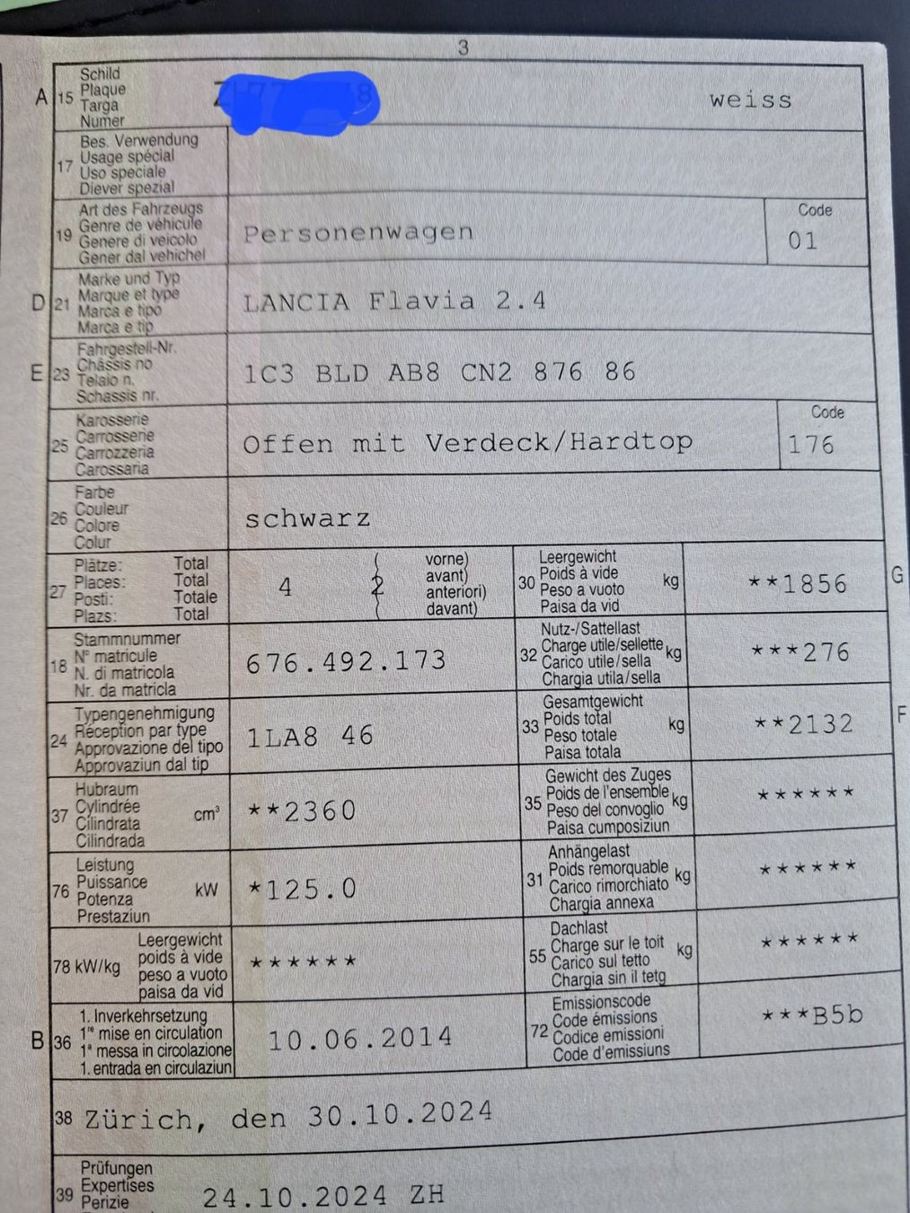 Lancia Automobili: Lancia Flavia 2.4 Cabriolet – Usato da Zürich venduto da ZH1968 2