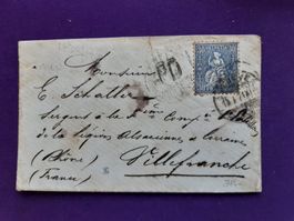 Briefumschlag   CH-VILLEFRANCHE/F 18.Janv. 1871