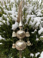 Antiker Christbaumspitz, Glas mit Glöckchen und Vögel