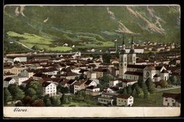 AK Glarus, Ortsansicht mit Kirche