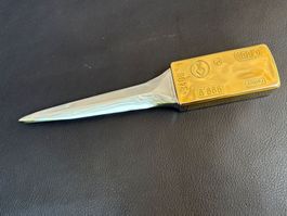Brieföffner / Briefbeschwerer Goldbarren