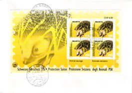 SCHWEIZER TIERSCHUTZ BLOCK IGEL  AUSGABETAGBELEG - BR72