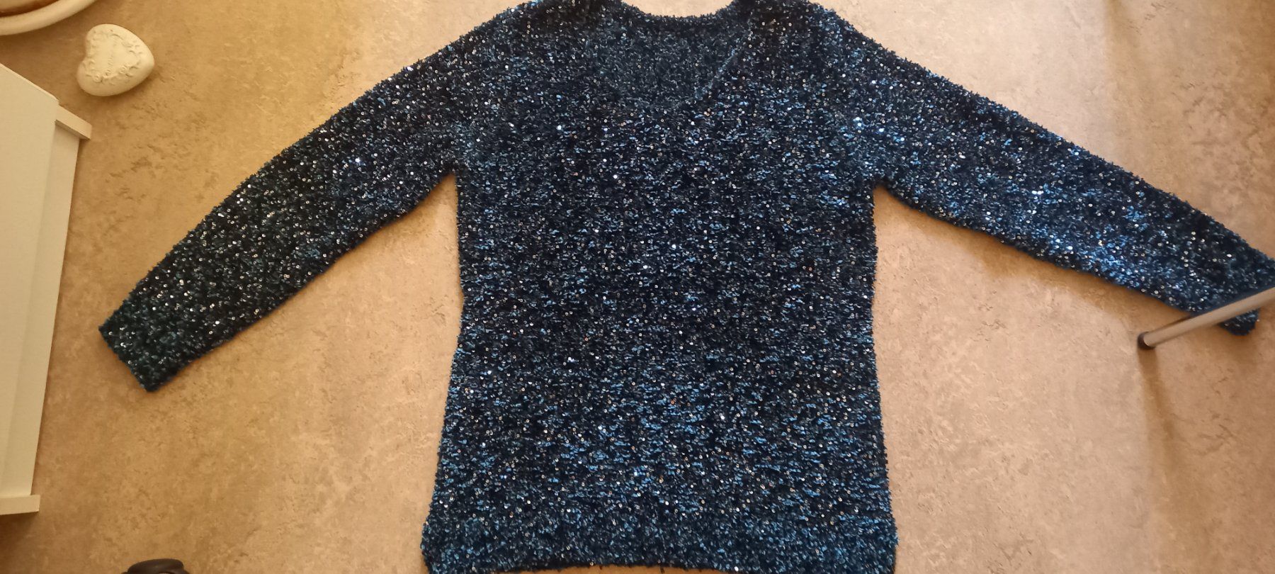 Maglioni & Felpe: Festlicher Damenpullover Smaragdfaben mit PailettenGr.S – Usato da Frick venduto da sika1960 1