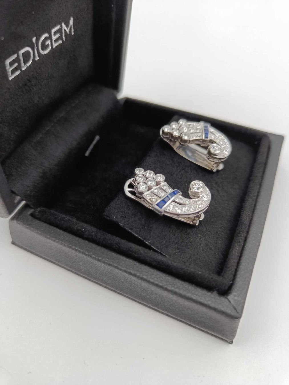 Ohrringe & -stecker: DIAMANT SAPHIR OHRSCHMUCK IN 950 PLATIN – Gebraucht aus Luzern von EdiGem 4