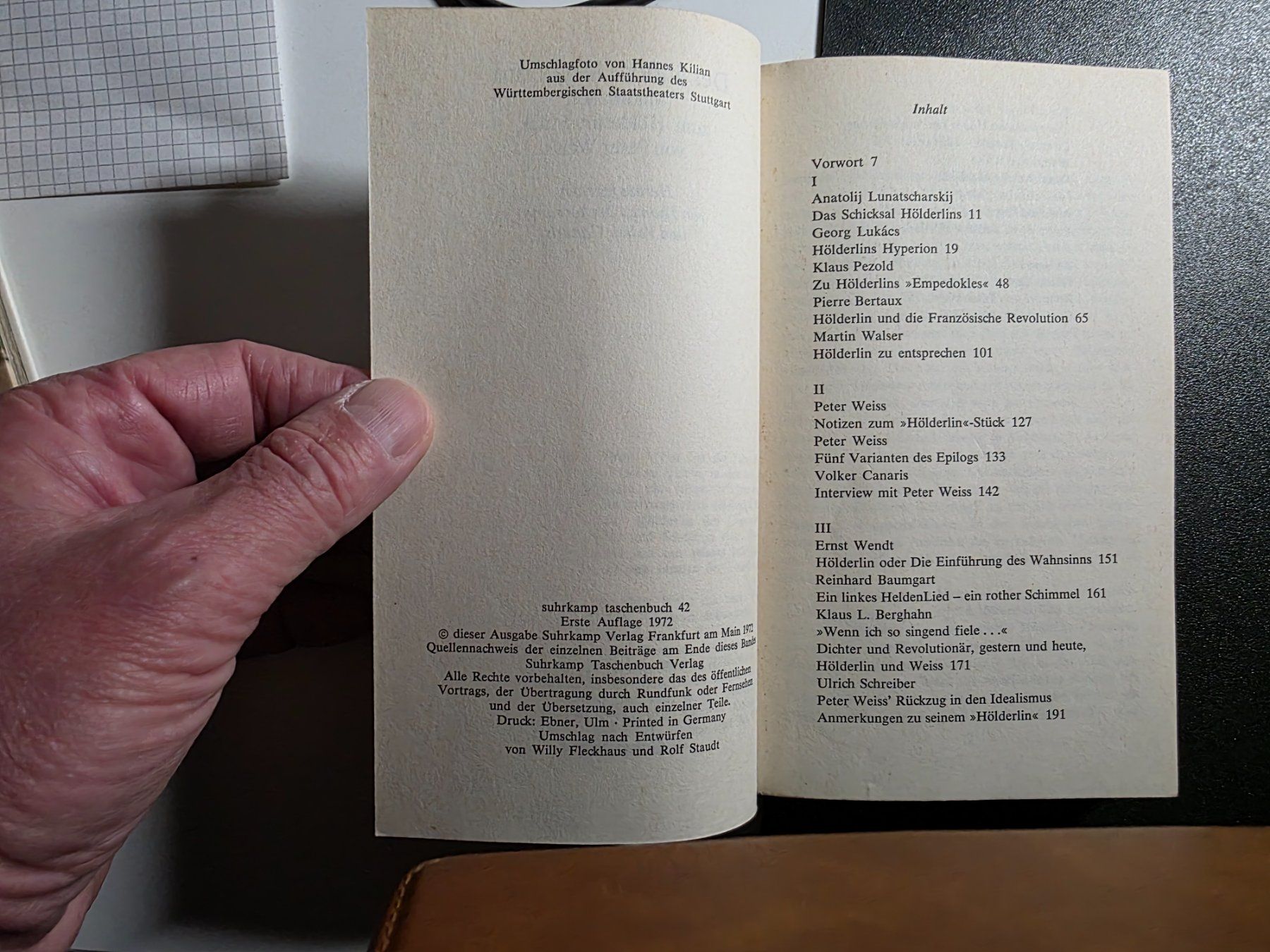 Bücher: Der andere Hölderlin - Peter Weiss - Suhrkamp 1972 – Gebraucht aus Walterswil BE von Lonitti 1