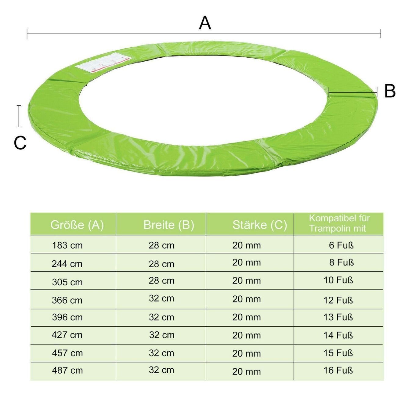 Trampolines: Trampolin Randabdeckung Randschutz grün – Neuf avec emballage d'origine à Bottighofen par zaap 4