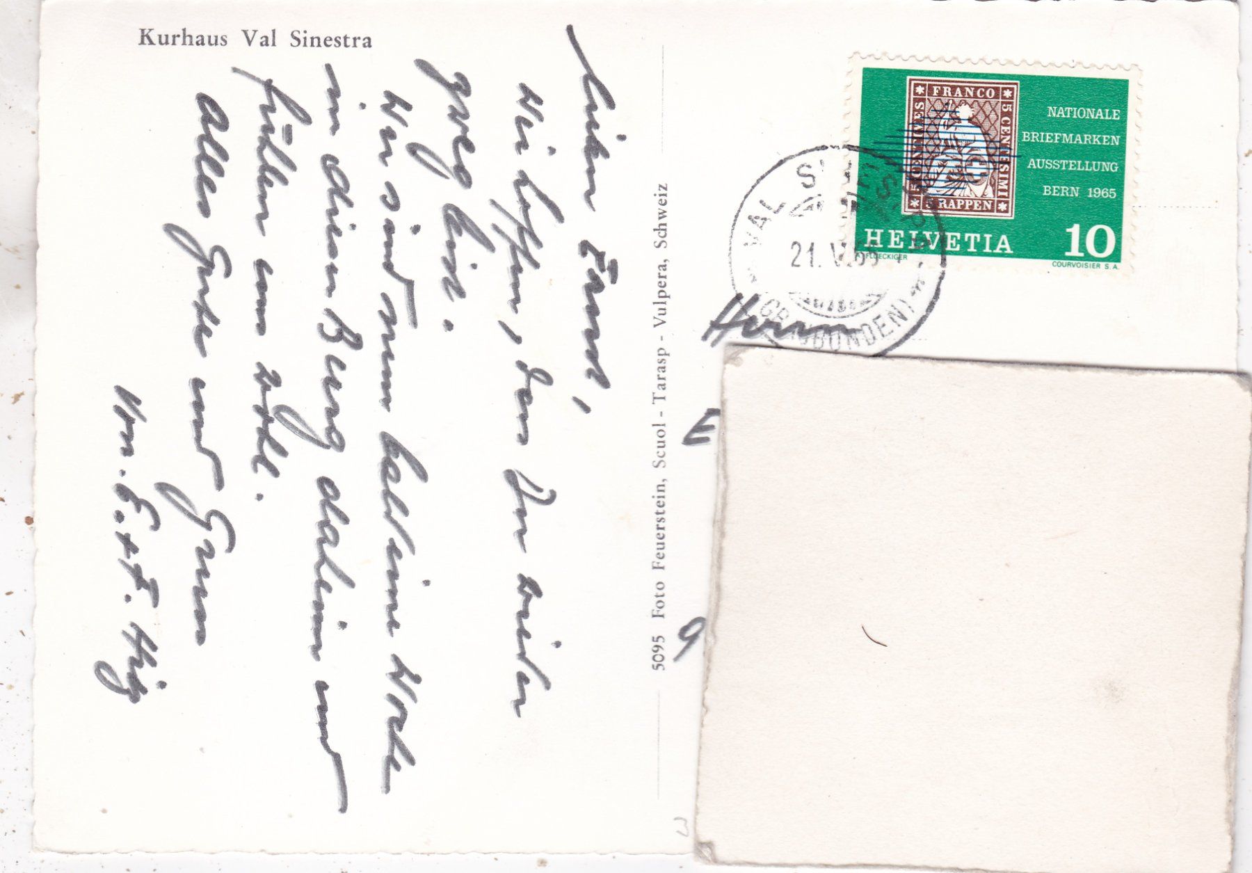 Cartoline postali: Kurhaus Val Sinestra 1965 – Usato da Herisau venduto da Lisegrat2008 1