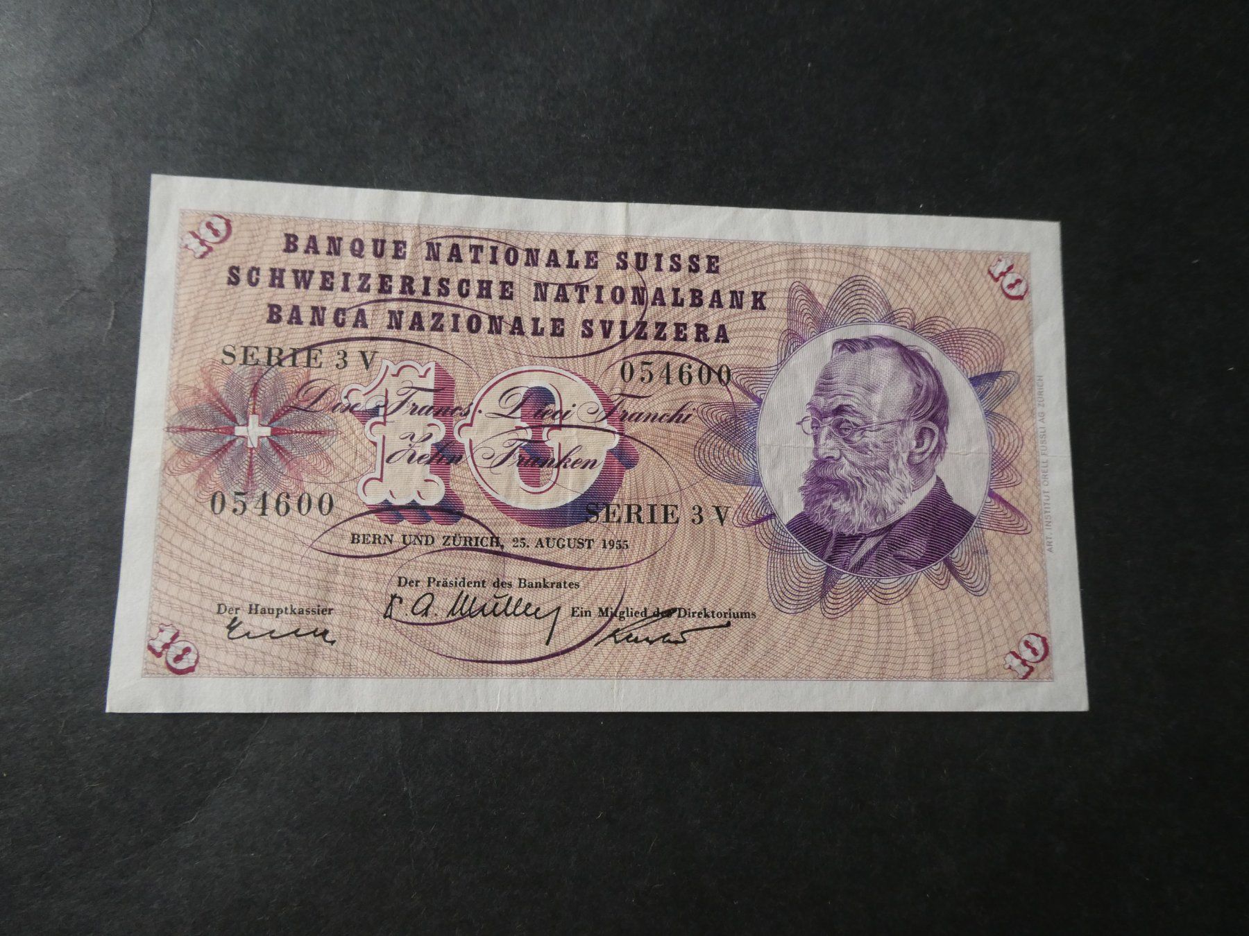 Banconote: Schweiz 1955, 10 Franken – Usato da Hinterforst venduto da Rohusri