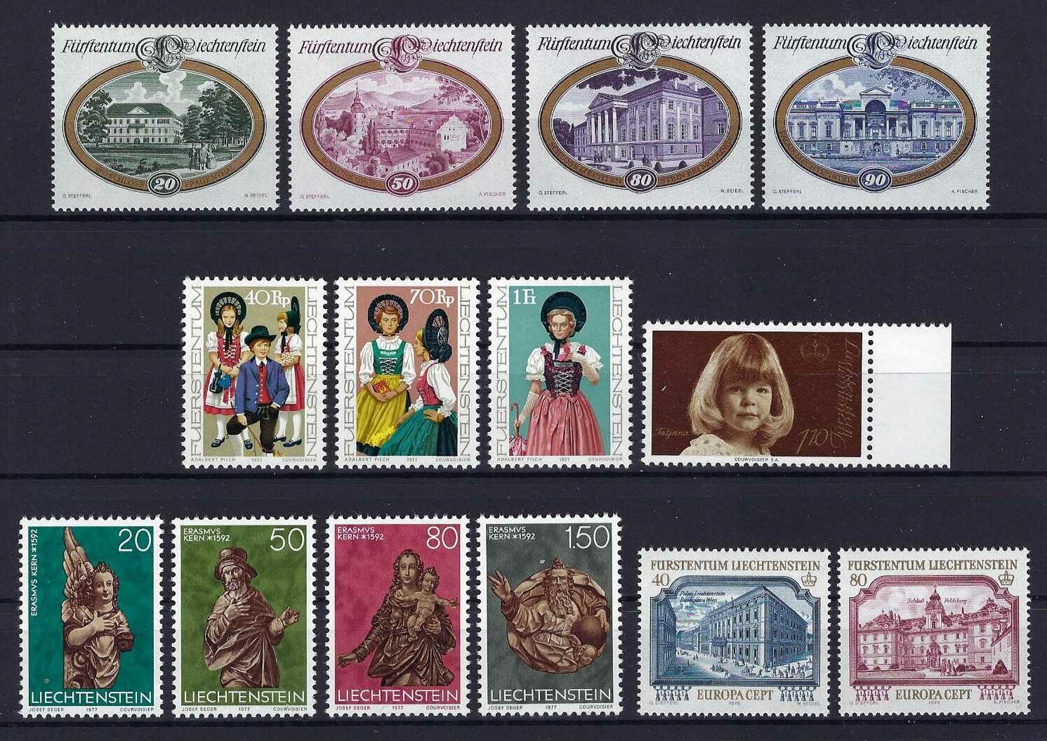 Alle Briefmarken: Lichtenstein 1977/78 gute und saubere Werte postfrisch. – Gebraucht aus Hitzkirch von walti1959