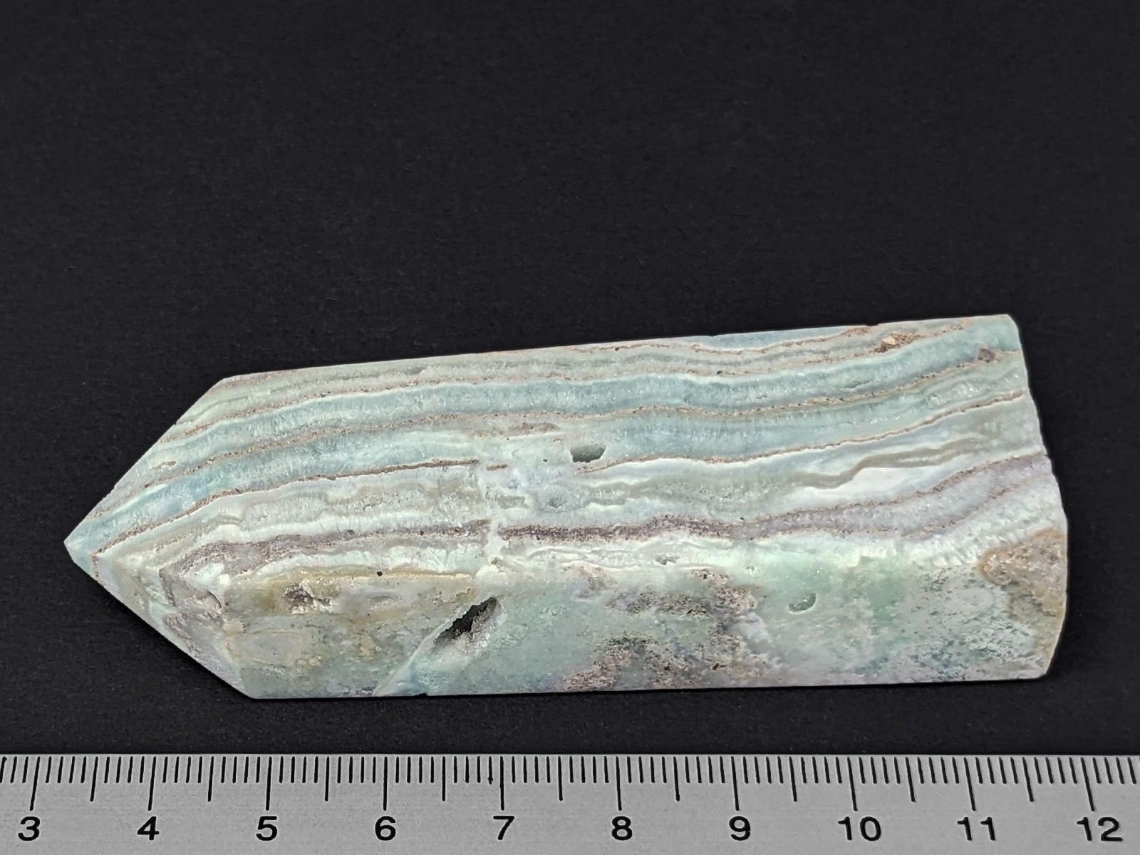 Minerali & Pietre curative: Blauer Aragonit Obelisk Turm 8,5cm, 85 Gramm – Nuovo e nell'imballaggio originale da Meilen venduto da StoneGarden 1