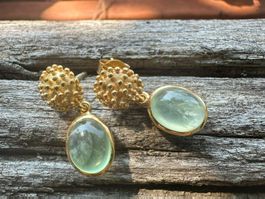 Ohrringe mit Prehnite – 925 Silber - gelbvergoldet