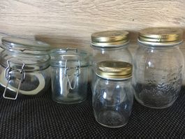 5 schöne (Einmach-) GLÄSER ab CHF 1.-