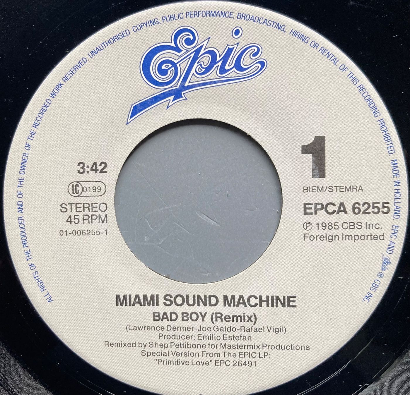 Schallplatten: MIAMI SOUND MACHINE - BAD BOY – Gebraucht aus Poliez-Pittet von Newtown-Records 2