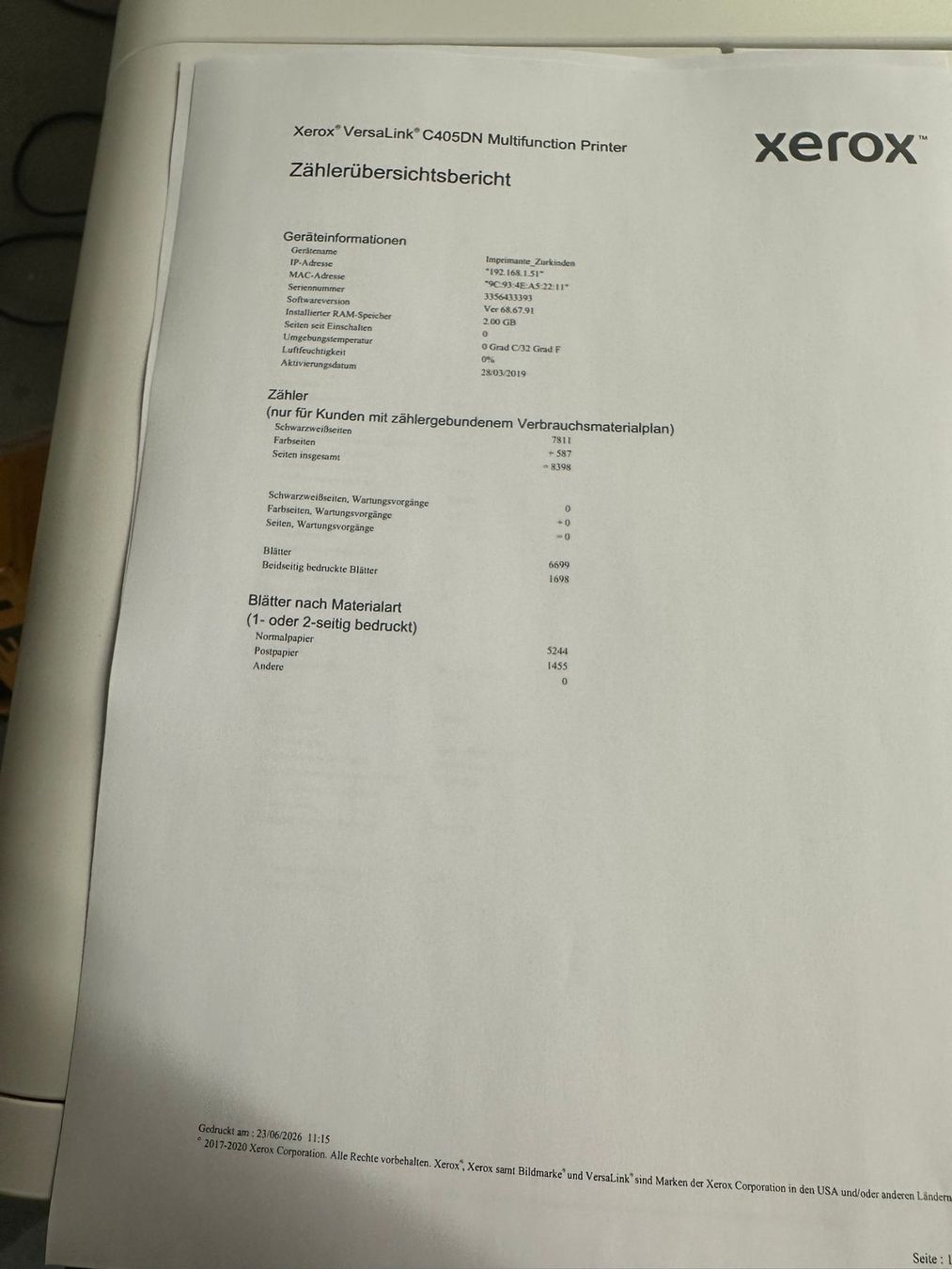 Xerox Drucker: Xerox VersaLink C405DN Farb-Multifunktionsdrucker   TOP!!! – Gebraucht aus Dottikon von refurbished-IT 2