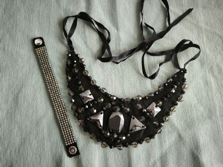 Set: Schwarze Halskette & Armband mit Swarovski Kristallen 