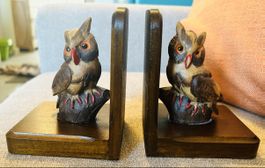 🦉 Eulen-Buchstützen aus Holz - Vintage Stil
