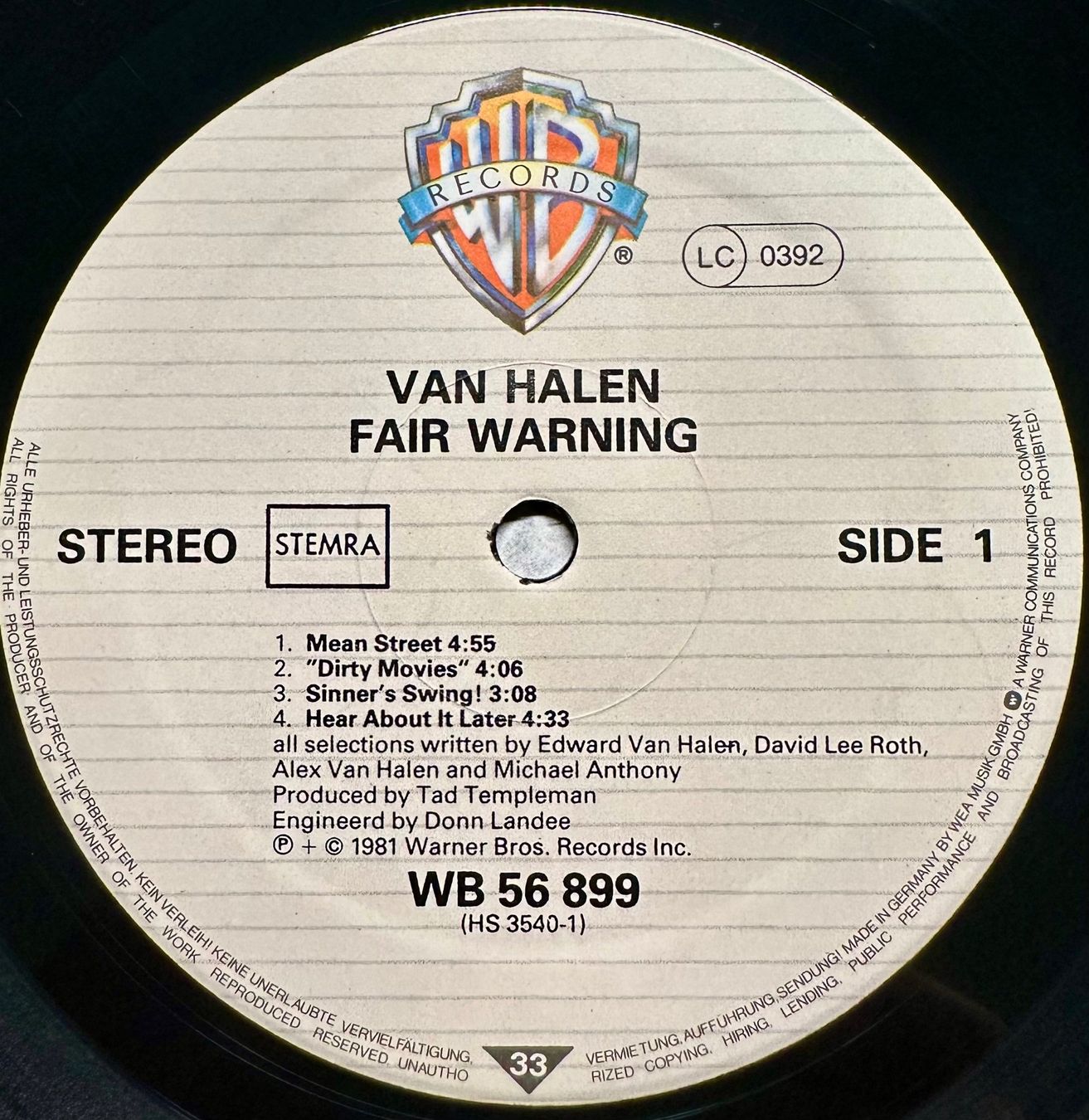 Dischi in vinile: Van Halen - Fair Warning // LP: VG+; Sleeve: NM – Usato da Zürich venduto da saltbee 2