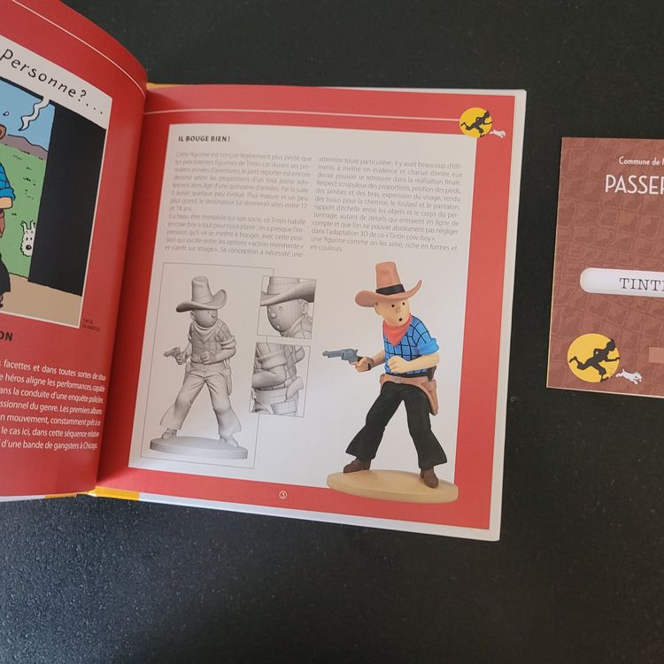 figurine tintin cow-boy et milou en amérique + livret