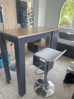 Bartisch mit zwei Barhockern Eiche dunkelgrau