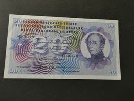 Schweiz 1970, 20 Franken ungefaltet  Druckstellen,