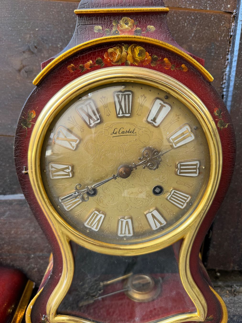 Orologi da terra & Orologi da parete: Superbe pendule neuchâteloise LeCastel rouge/ dorée – Usato da Erde venduto da CBarts 1