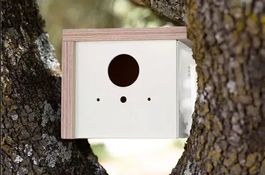 Vogelhaus Holz Metall weiss - Neu