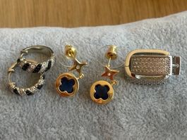 Luxus Elegante Ohrstecker Ohrschmuck  Farbe: Gold Zirkonia