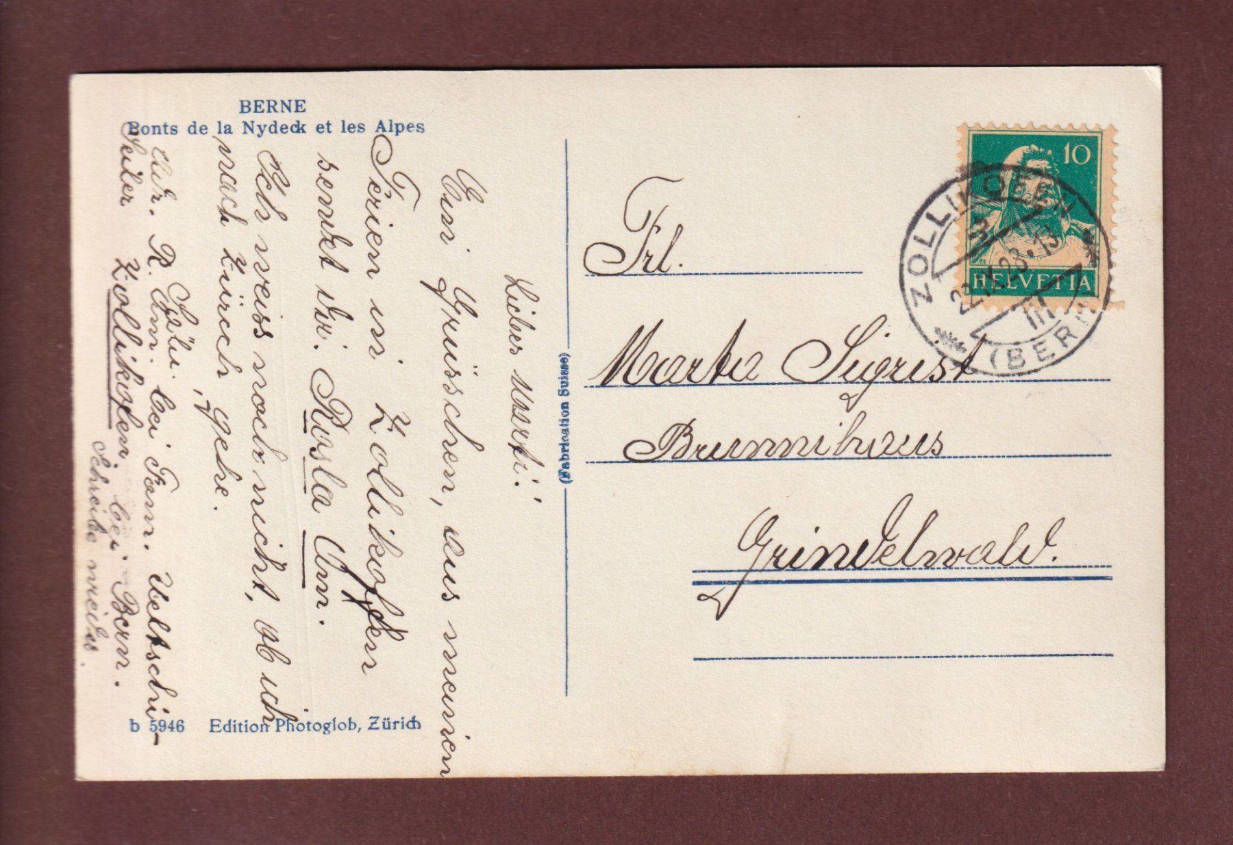Cartoline postali: BERN - Obstbergquartier - Nydeckbrücken - 1928 – Usato da Pully venduto da nicecards-shop 1