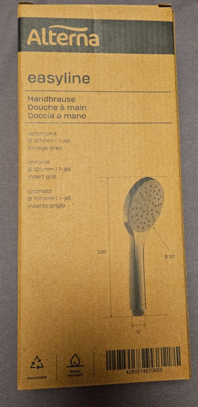 Alterna Duschbrausen: Alterna easyline Handbrause verchromt 101mm – Neu und originalverpackt aus Bergdietikon von Flodri 1