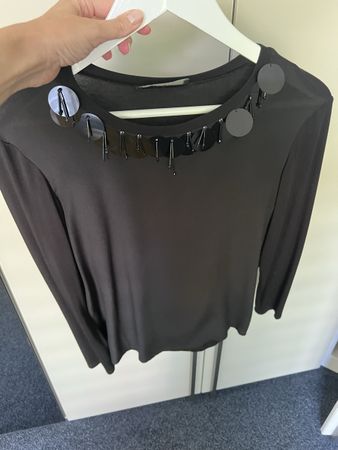 Weekend Max Mara Shirt schwarz mit Perlenbesatz Neuwertig