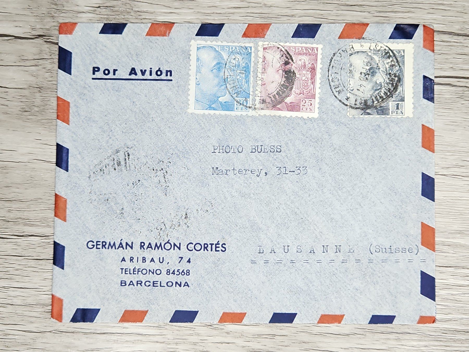 Tutti i francobolli: CL06 Enveloppe + Timbre Espagne 1947 – Usato da Cousset venduto da Patrick_Collections