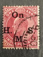 Timbre Inde One Anna On H.M.S. oblitéré état moyen