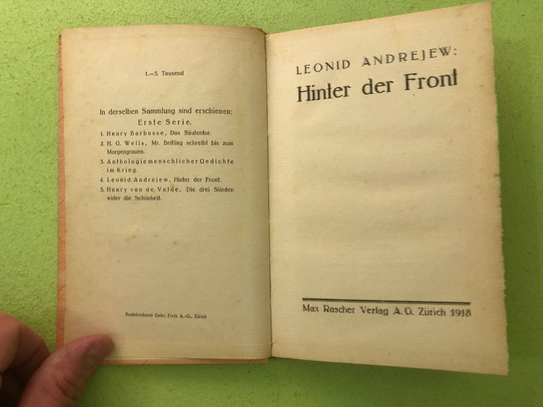 Libri: Leonid Andrejew: Hinter der Front – Usato da Zürich venduto da allp 1