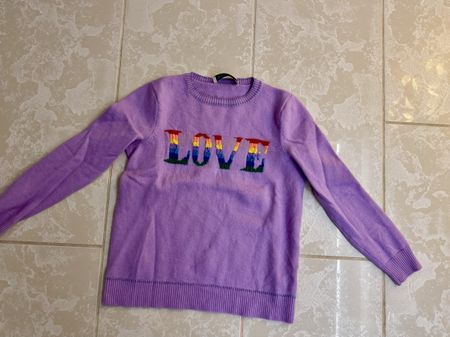 Pringle of Scotland Merino Wool Sweater Love Rainbow