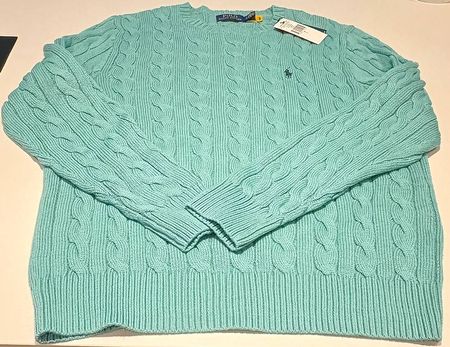 Ralph Lauren Cable Knit Sweater Herren L Mint NEU Etikett