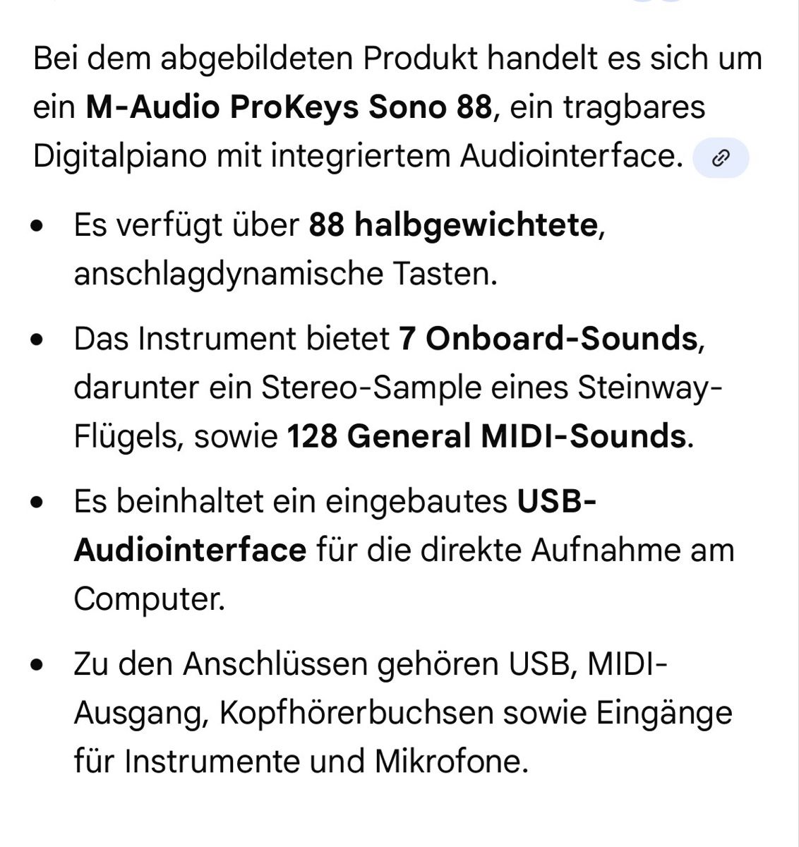 M-Audio Strumenti musicali: E-Piano M-Audio ProKeys Sono 88 – Usato da Wetzikon ZH venduto da brandshop 9