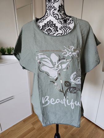 t-shirt kaki clair, taille M, NEUF !