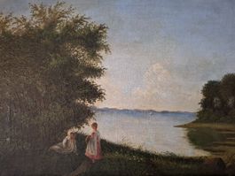 Idylle Landschaft mit Staffage, Biedermeier um 1825