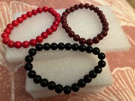 3 Perlen Armbänder, Glasperlen, s. Foto, dehnbar, neu