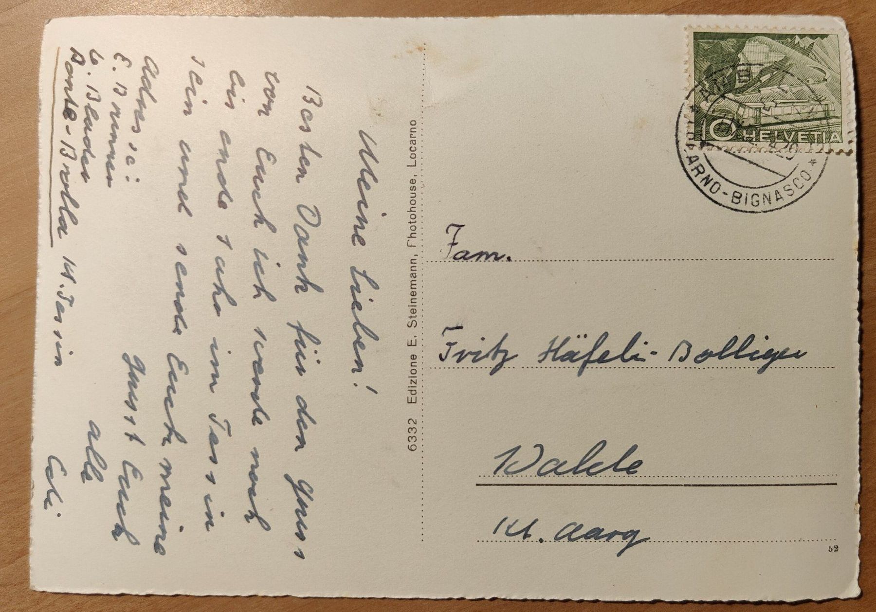 Cartoline postali: Ponte Brolla e Pedemonte um 1950 – Usato da St. Erhard venduto da Chaeferli6 1