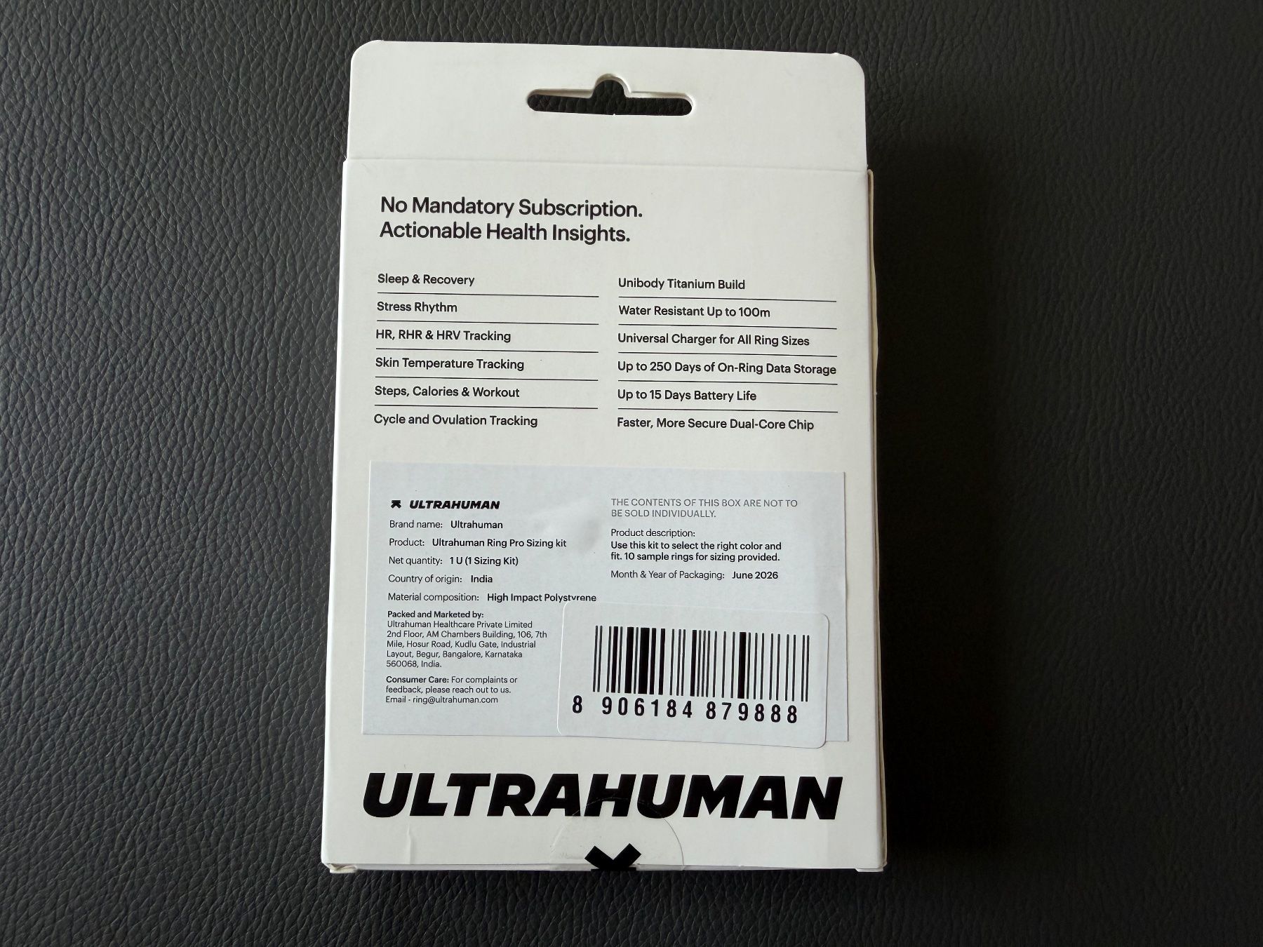 Anelli: Ultrahuman Ring Pro Sizing Kit | Ungeöffnet | Neustes Modell – Nuovo e nell'imballaggio originale da Holzhäusern ZG venduto da MitgliedSeit2011 1