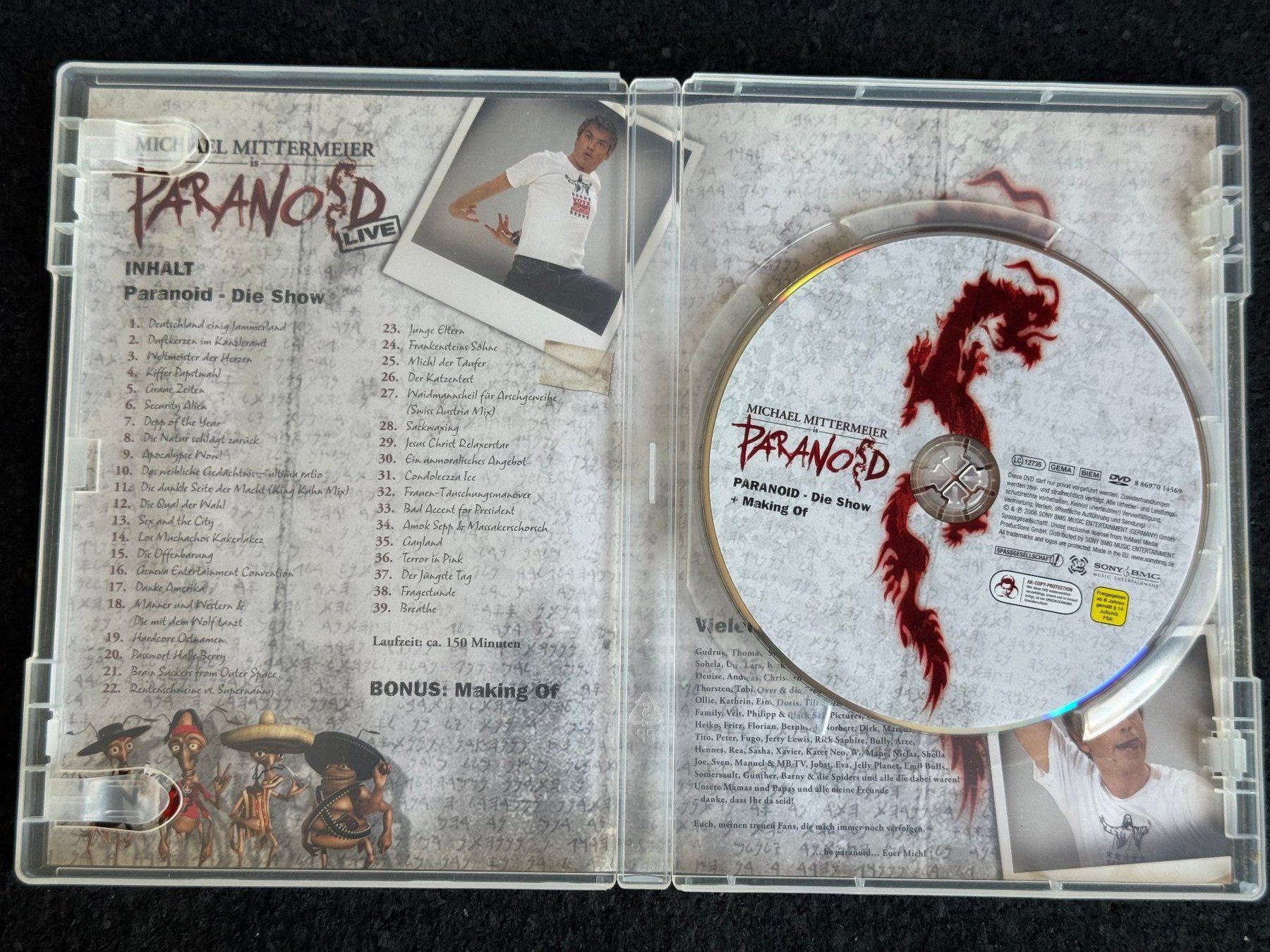 Tutti i DVDs: Michael Mittermeier PARANOID "Die Show" DVD DE – Usato da Fribourg venduto da tschjoly 4