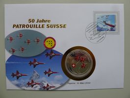 2014 Numisbrief "Payerne" 50 Jahre Patrouille Suisse