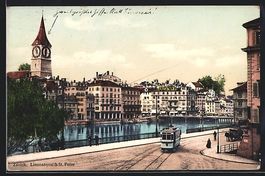 Zürich, Limmatquai mit Strassenbahn und